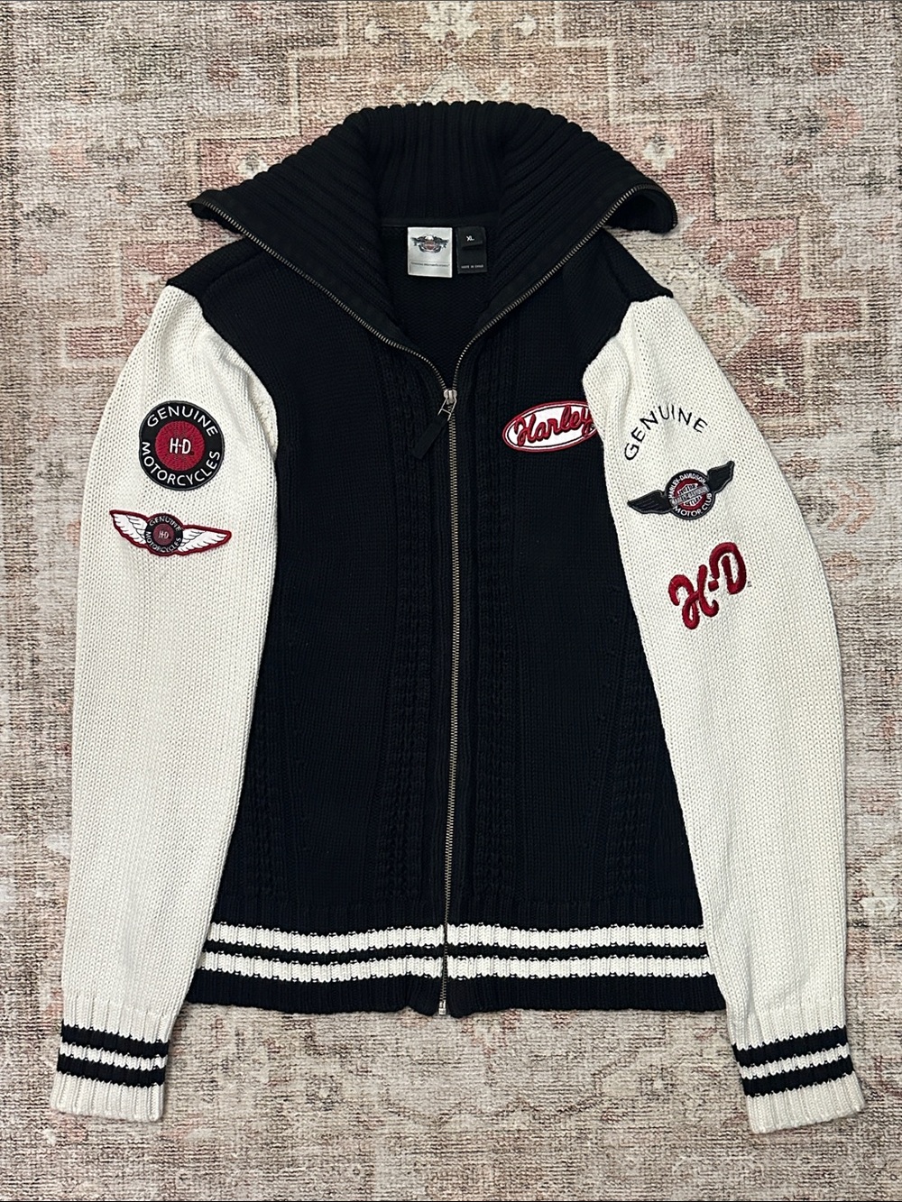 Woman’s Harley Davidson Zip Up Sweater With Patches And Embroidery